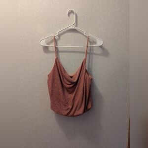 Arden B Sparkly Cowl Neck Crop Top